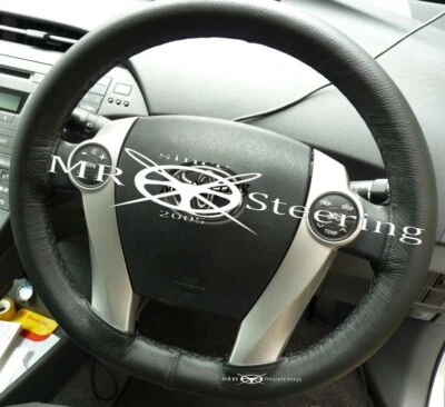 Housse En Cuir Véritable Noire Pour Volant De TOYOTA PRIUS + Plus 2011-2017 - Photo 1/4