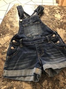 GIRLS SIZE XS BLUE JEAN DENIM SHORT OVERALLS BY JORDASHE - Picture 1 of 3