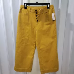 Time & Tru Women's Size 10 Mustard High Rise Wide Leg Crop Pants NWT - Picture 1 of 8