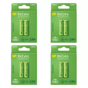 4 batterie ricaricabili GP AA ReCyko 1300mAh NiMH 1,2V batterie confezione da 2 - Foto 1 di 2