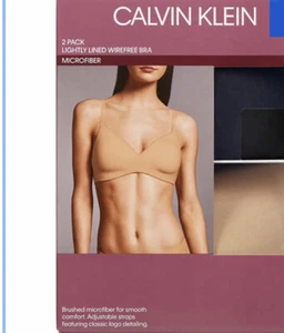Paquete de 2 sujetadores Calvin Klein para mujer de microfibra ligeramente forrados sin aros XL NUEVO EN PAQUETE - Imagen 1 de 6