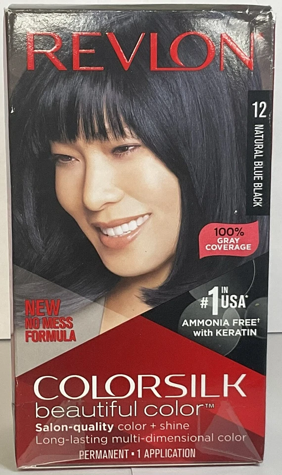 3 pack Revlon ColorSilk Permanent Hair Color 12 Natural Blue Black