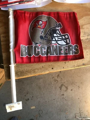 RED TAMPA BAY BUCCANEERS HELMET w/NAME 11X14 CAR flag GENUINE NFL Lic us sold - Image 1 of 3