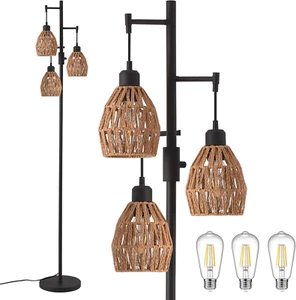 Boho Rattan Floor Lamp - Standing Lamps for Living Room 70'' Dimmable Floor Lamp - Picture 1 of 7