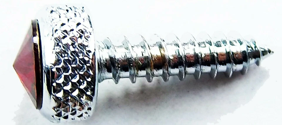 UP Upper Dash Screws for Kenworth Chrome Knurled Red Jewel 1" #23885 Set of 2