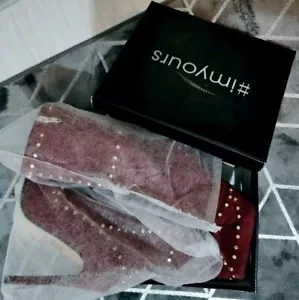 Brand new burgundy boots with studs size UK 3, in box - Picture 1 of 13