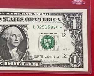 1995 STAR NOTE $1 DOLLAR BILL ( San Francisco L ) UNCIRCULATED - Picture 1 of 3