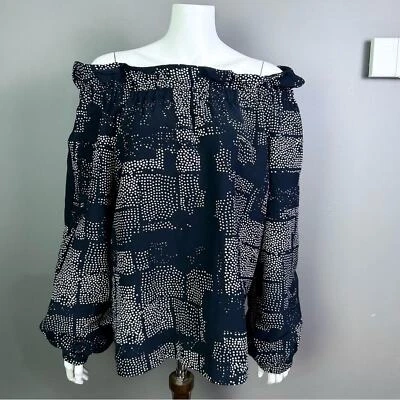 Marimekko top Large lagenlook off shoulder boatneck Atilda Mati polka dot print - Image 1 of 4