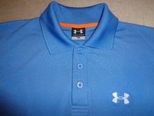 Mens - UNDER ARMOUR - Polo Shirt Golf Aqua Blue S Small heat gear