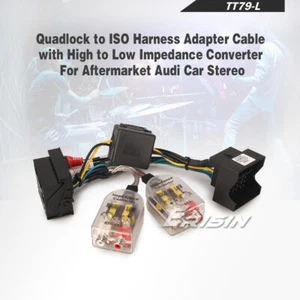 Arnés convertidor Audi Quadlock a ISO con cable adaptador de alta a baja impedancia - Imagen 1 de 7