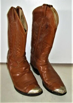 Botas vaqueras occidentales Tony Lama vintage para hombre talla 9,5 D marrón tostado hechas en EE. UU.  Foto 1 de 4