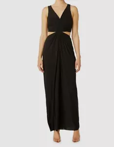 $341 MISA Los Angeles Women Black Athema Floor-Length Cut Out Dress Size M - Picture 1 of 6