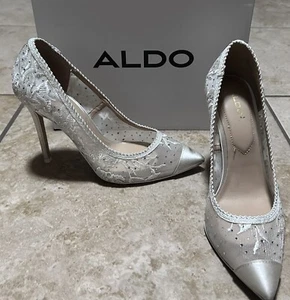 Aldo White Lace Heels, SZ 6.5 , Display Model With Box, Great For Wedding - Picture 1 of 6