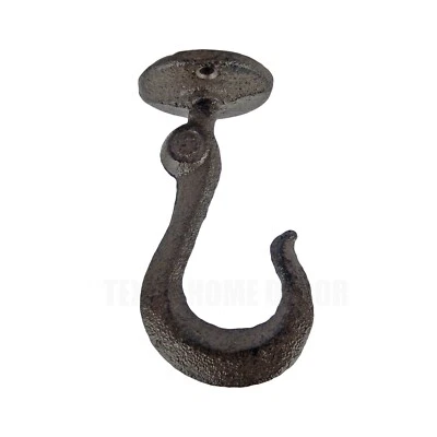 Industrial Ceiling Clevis Eye Wall Hook Heavy Duty Cast Iron Antique Brown Look