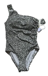 NWT $118 MICHAEL KORS ONE SHOULDER ASYMMETRICA SWIMSUIT Size 14 - Picture 1 of 4