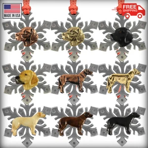 Pewter Labrador Snowflake Christmas Tree Ornaments, Made in the USA - Picture 1 of 20