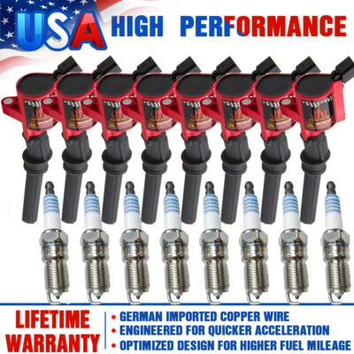 8 Pack Ignition Coils & Spark Plugs For Ford & Lincoln Town Car 4.6L DG508 SP479 - Image 1 of 4