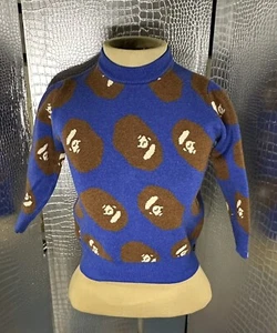 Bape Ape Head Blue Sweater Super Rare EU 120 Child Size Similar to 5T - Picture 1 of 7