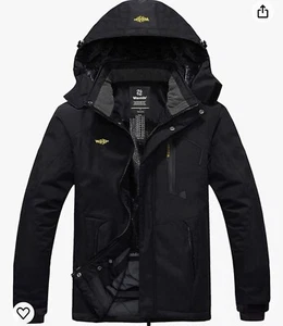 Wantdo Men's Waterproof Ski Jacket Warm Winter Coat Hooded Black 3XL - Picture 1 of 4
