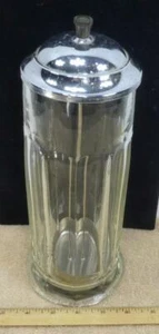 Antique Clear 10 Panel Thick Glass Soda Fountain Straw Holder Dispenser !! - Picture 1 of 6