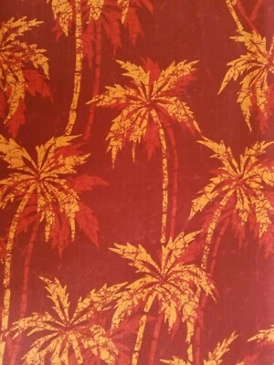 fabric PALM TREES 2yd xWOF quilt Medium red/orange cotton Hofffman California - Image 1 of 4