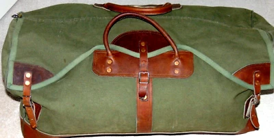 Bolsa de viagem vintage GOKEYS X-Large couro/lona 28"" - Imagem 1 de 4