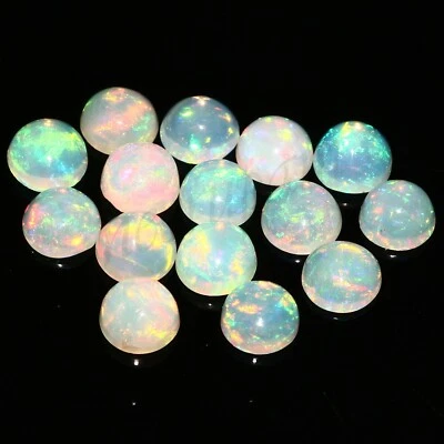 10 Pcs 100% Natural Ethiopian Welo Fire Opal 4mm Round Loose Gemstone Cabochon - Image 1 of 4