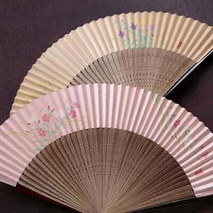 Hakuchikudo Ayauta Fan set paper fan with fan bag, box 4 color variations Japan - Picture 1 of 10