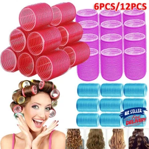 6/12Pcs Self Grip Hair Curlers Rollers Hairdressing Curlers Hair Rollers Cling - Picture 1 of 16