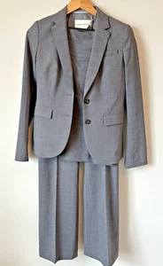 Banana Republic 3 Piece Suit Womens Sz 4 Grey Wool Blend Blazer Pants New Skirt - Picture 1 of 24