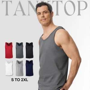Men's Vest GILDAN Tank Tops Summer GYM Vest SPORTS Lightweight tees GD012 - Picture 1 of 13