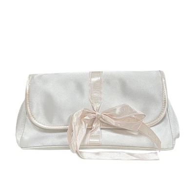 Auth Dior Parfums - White Light Pink Satin Pouch - Image 1 of 4