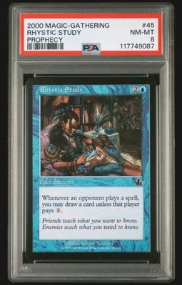 Rhystic Study - Prophecy (2000) - Regular -  PSA 8 Vintage Magic. - Image 1 of 4