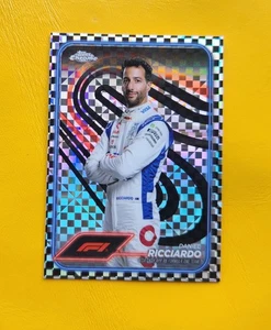 2024 F1 Topps Chrome Daniel Ricciardo #18 Portrait Checker Flag Refractor  - Picture 1 of 2