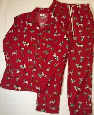 OLD NAVY Talla Pequeña Conjunto de Pijama de Franela para Perro de Vacaciones Rojo para Mujer Navidad Invierno Acogedor Foto 1 de 4