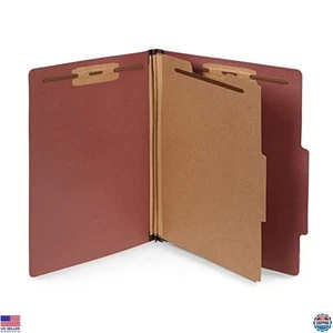 30 Letter Size Classification Folders, 1 Divider, 2 Inch Expansions, Brick Red - Picture 1 of 5