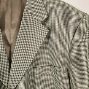 Herren 52 XL langer Wollmischung Blazer Sport Mantel Jacke grau kariert ohne Schlitz 3 Knöpfe - Bild 1 von 19