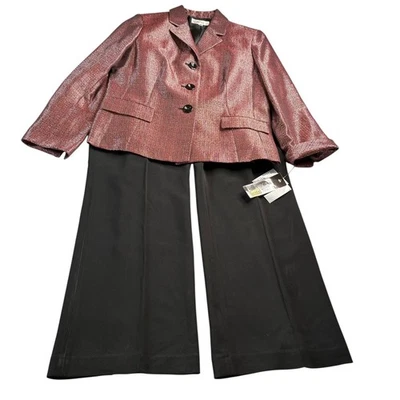 Conjunto de traje de 2 piezas para mujer Le Suit multicolor talla 16 tejido blazer pantalón de pierna ancha Foto 1 de 4