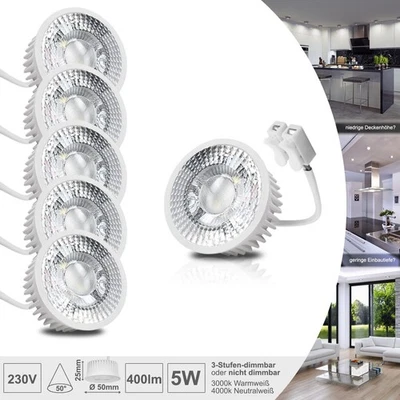 LED Leuchtmittel flach 5W 50° Modul 230V  Birne Einbaustrahler MR16 GU10 Ersatz - Bild 1 von 4