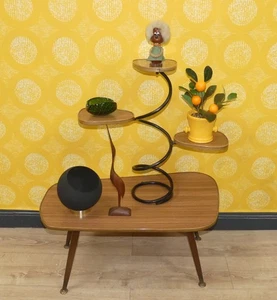 originelle Sixties Blumenbank Blumenhocker 60er Etagere Resopal Teak Optik Retro - Bild 1 von 8