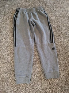 Adidas Jogger Boys L 14/16 Grey Soccer Three Stripes Fleece Warm-Up Youth - Picture 1 of 6