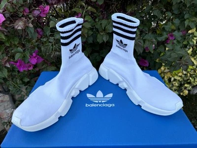 NIB $995 Balenciaga X Adidas Speed LT Trainer Sneaker White Sz 40 US 10 - Image 1 of 4
