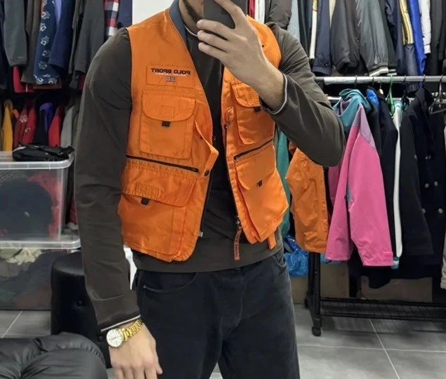 Polo Ralph Lauren Mediano Naranja Utilitario Deporte Chaleco Abrigo Chaqueta De Colección Sin Stock Foto 1 de 4