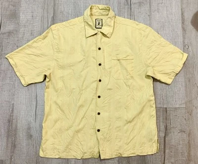 Camisa Hawaiana Jamaica Estilo Isla Jaxx Abotonada Para Hombres L Amarillo Rayas Seda Foto 1 de 4