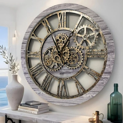 The Gears Reloj AMERICA LINE RELOJ DE PARED REDONDO 24 PULGADAS GRIS PLATA Foto 1 de 4