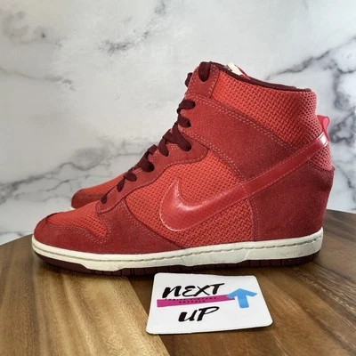 Nike Dunk Sky High Hi Red Pink Women's Us Size 8.5 Hidden Wedge Shoes 644877-600 - Image 1 of 4