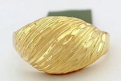 实心圆顶戒指 14K 黄金 - 免费送货 - 全新带标签 — 第 1/4 张图片