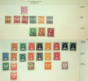 ECUADOR: 133 STAMPS FROM 1872 THROUGH THE 1940s ON HOMEMADE STOCK SHEETS - Picture 1 of 6