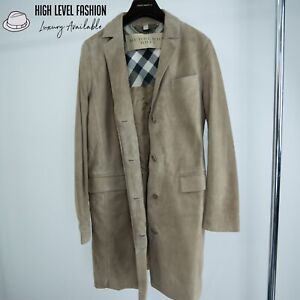 Burberry Brit Womens Leather Trenchcoat Beige Coat size 6 / 40 / S-M Button down