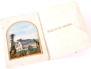 Antike Ansicht Collage Gruß von der Schmücke Thüringen um 1900 - Bild 1 von 3